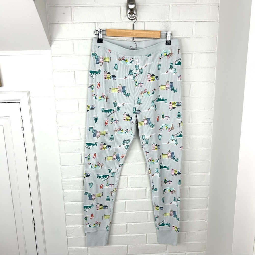 Old Navy Waffle Knit Holiday Winter Print Lounge Pants Size L